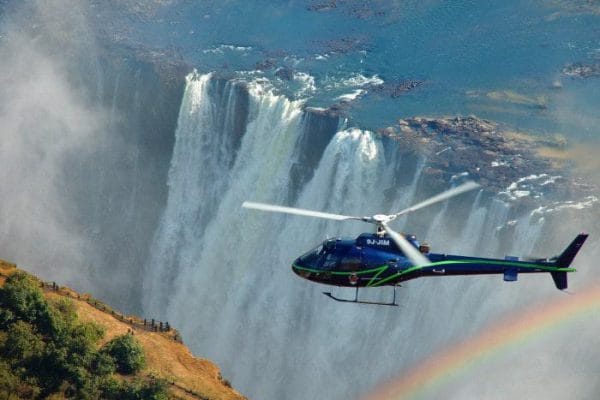helicopter flight over victoria falls