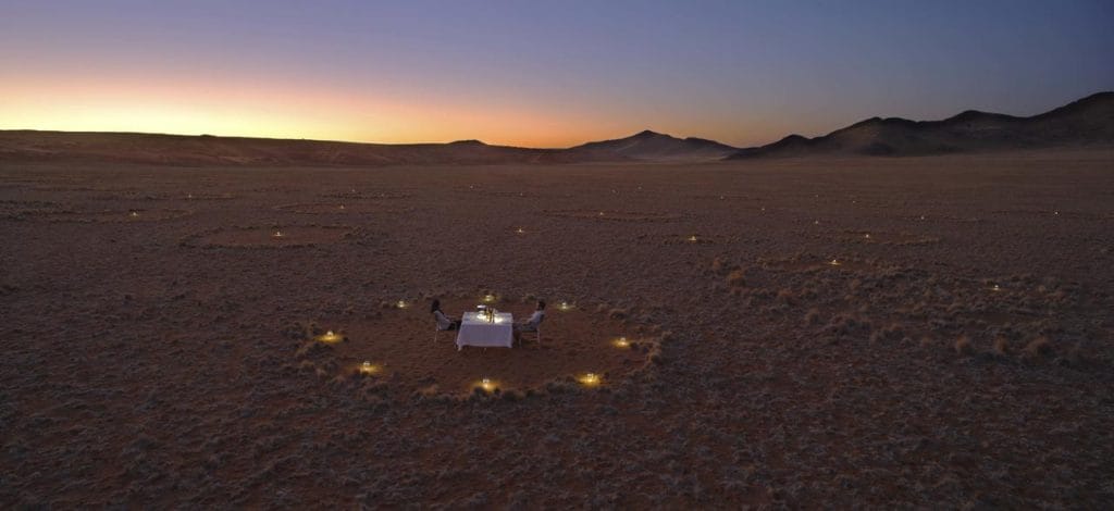 Feast within a fairy circle at Sossusvlei Lodge in Namibia