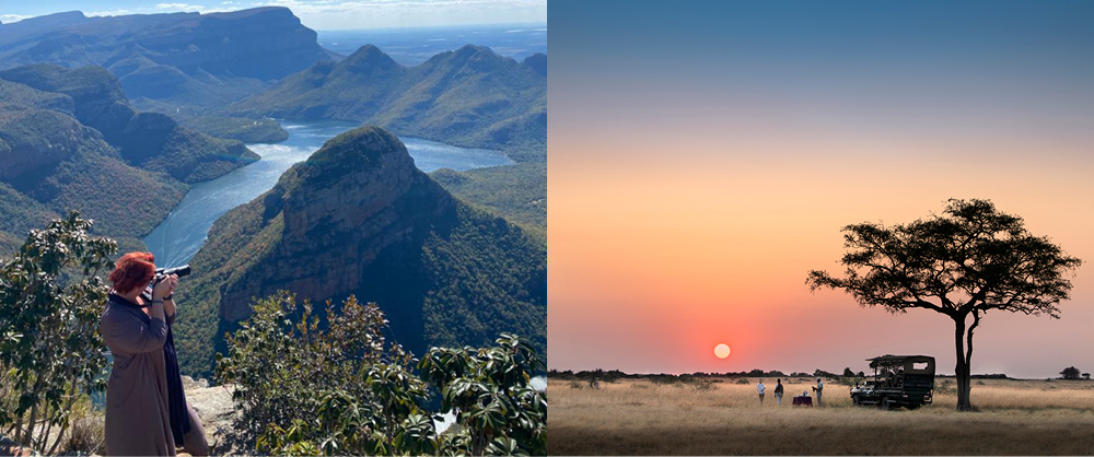 Liesl Matthews photographing the Blyde River Canyon and enjoying a sunset safari in the African wilderness.