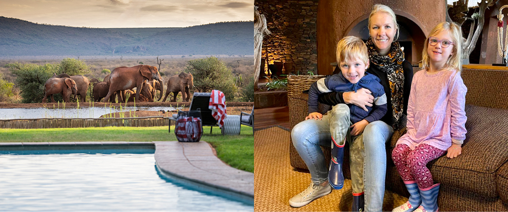 Ilze Fox enjoying a family safari with her children at Madikwe Game Reserve.