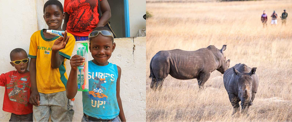 Children supported by Imvelo Safaris alongside rhinos in Zimbabwe